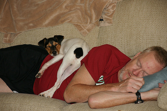 Napping with Dad on Christmas